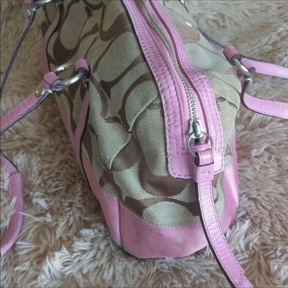 COACH Signature C Print Punk Leather Trim Handbag - Picture 6 of 8